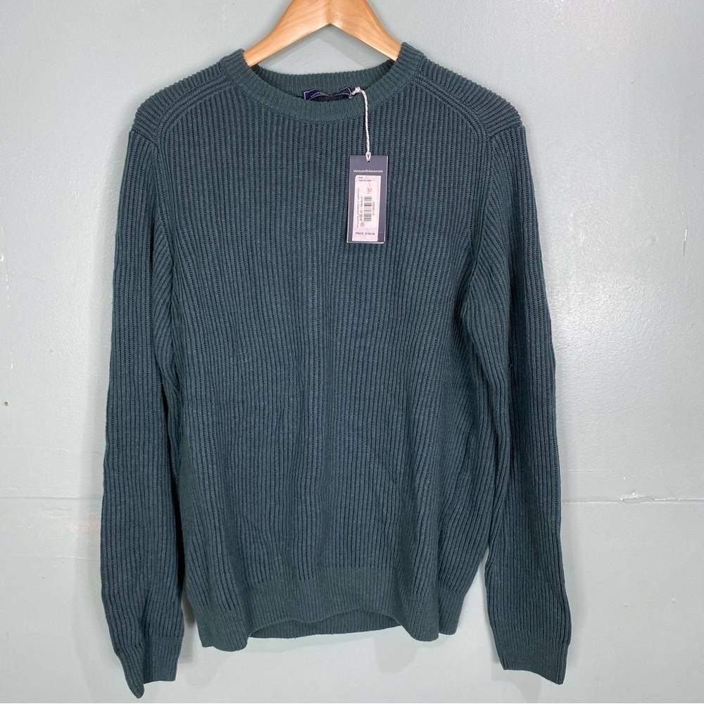 Vineyard Vines Offshore Crewneck Sweater Green Ribbed